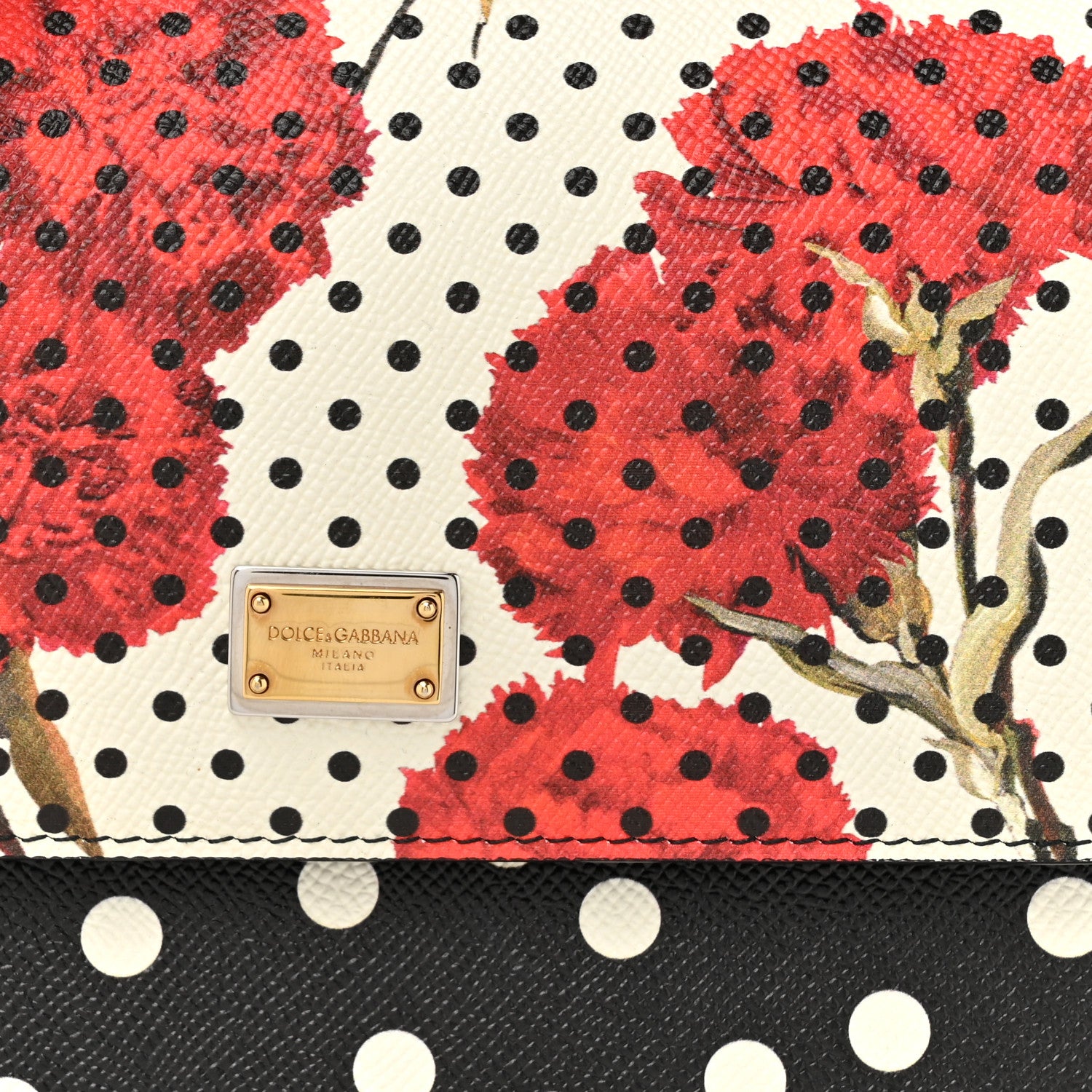 Dolce & Gabbana Dauphine Polka Dot Floral Print Medium Miss Sicily Satchel Black 8 of 10