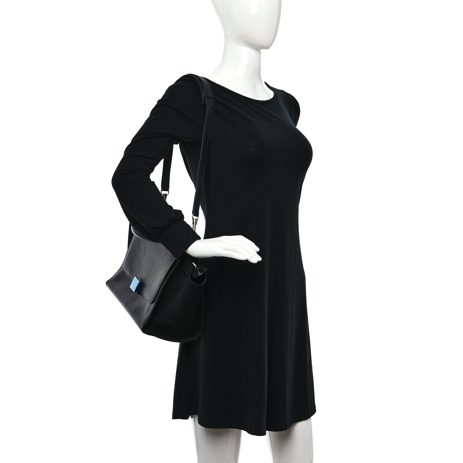 Celine Drummed Calfskin Suede Small Trapeze Black 2 of 9