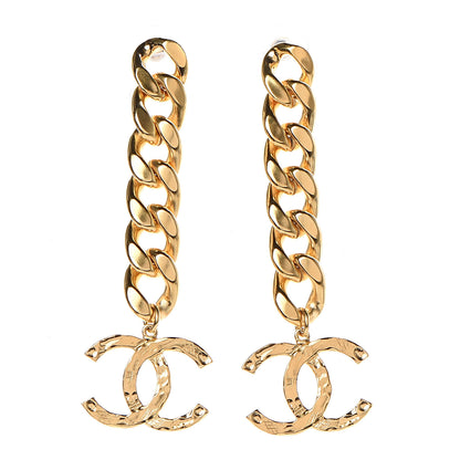 Chanel Metal CC Pick Drop Earrings Gold 1 of 4