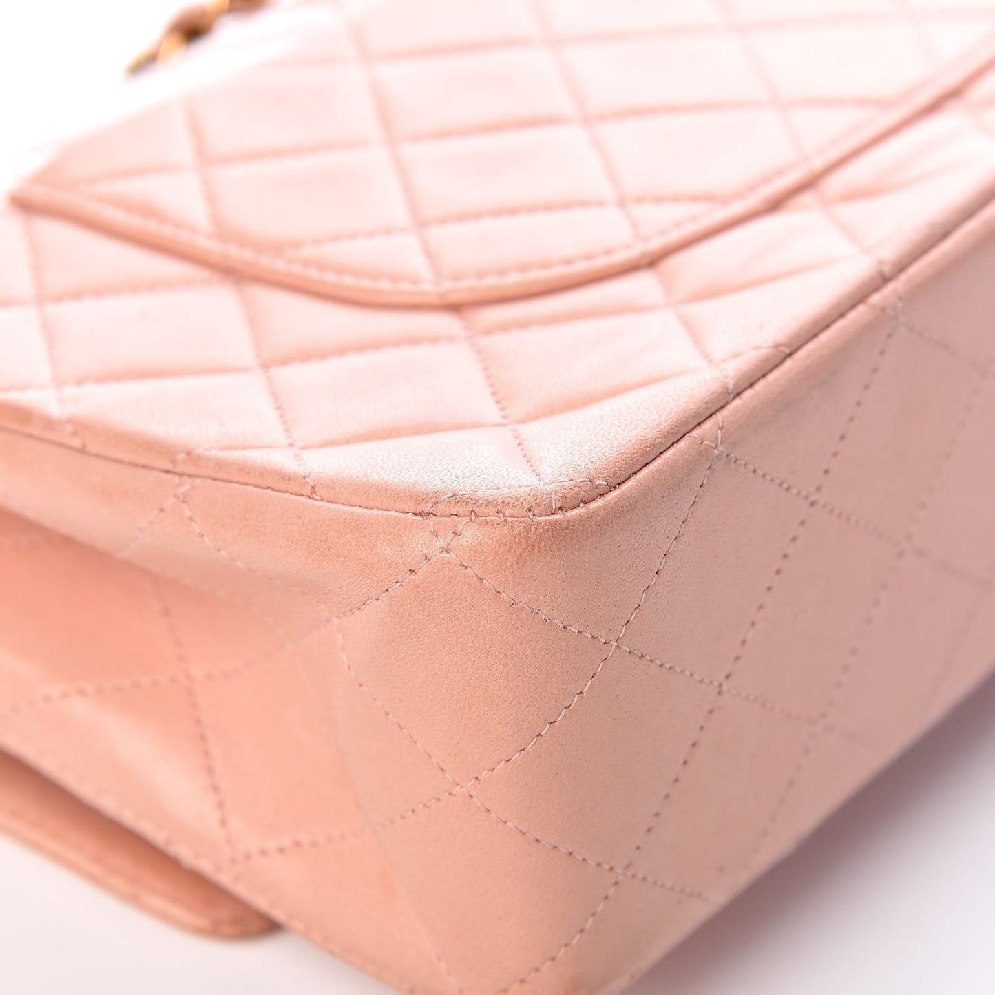 Lambskin Quilted Medium Double Flap Light Pink