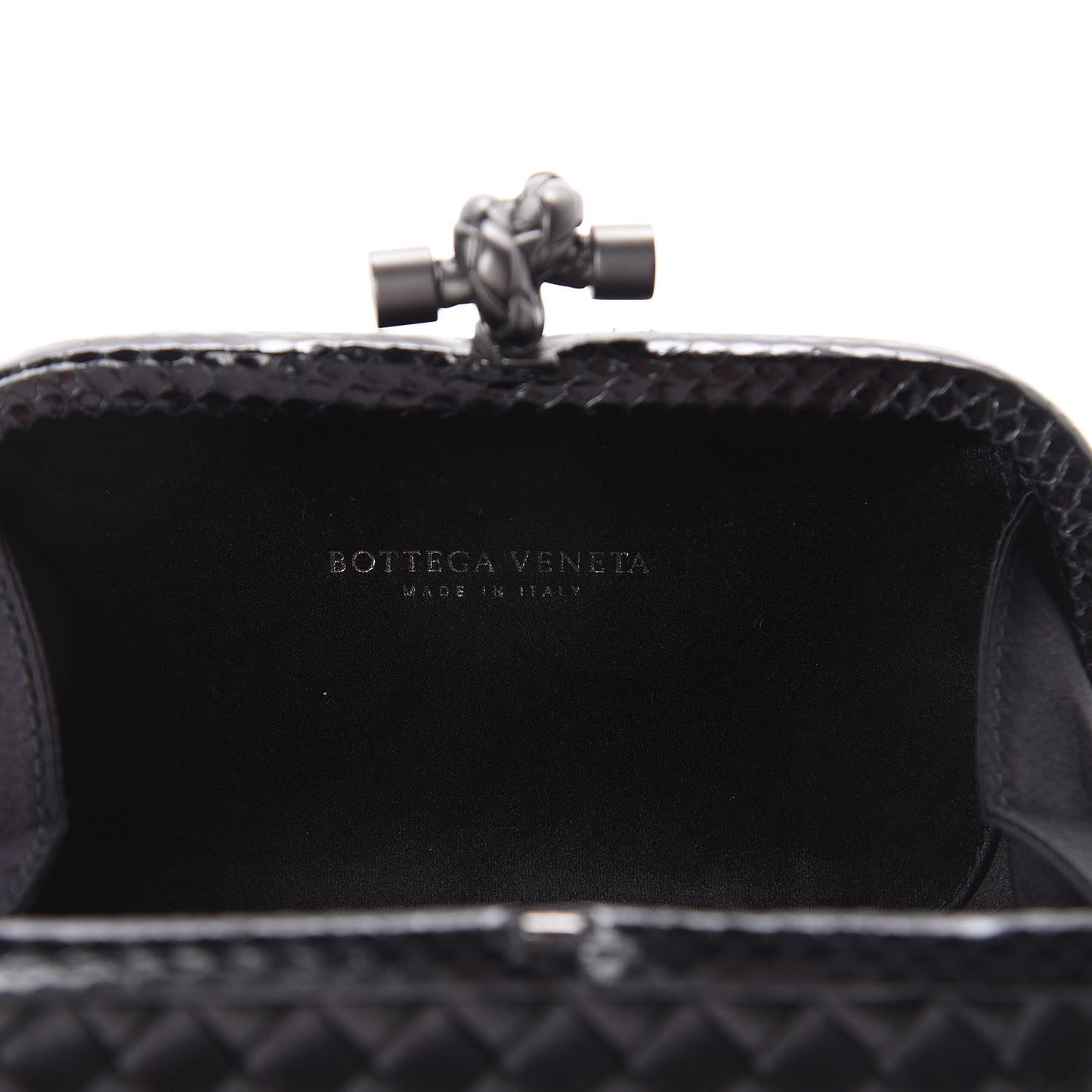 Satin Intreccio Impero Ayers Knot Clutch Black