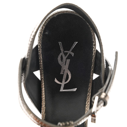 Saint Laurent Calfskin Lizard Embossed Tribute 105 Platform Sandals 38.5 Topas 8 of 11