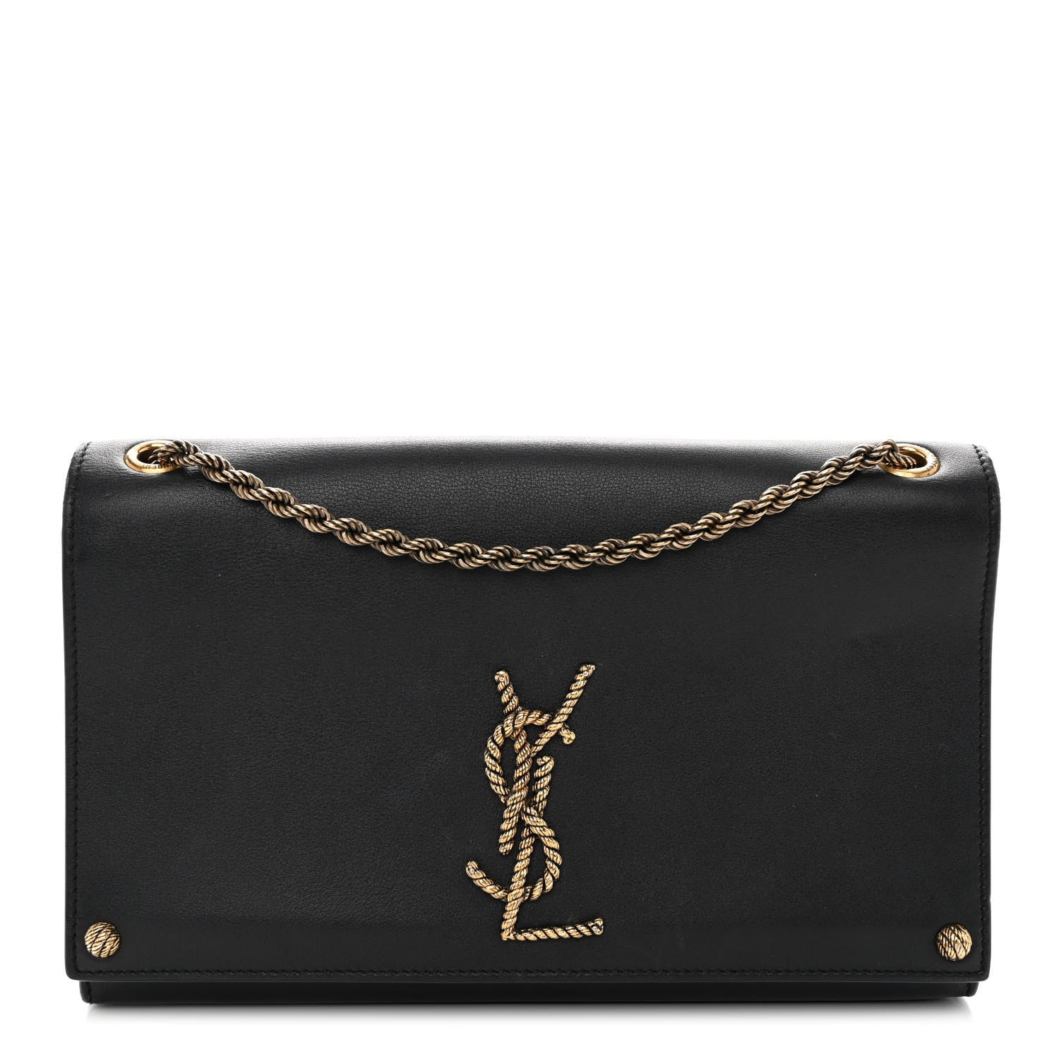 Saint Laurent Smooth Calfskin Medium Braided Monogram Kate Satchel Black 1 of 11