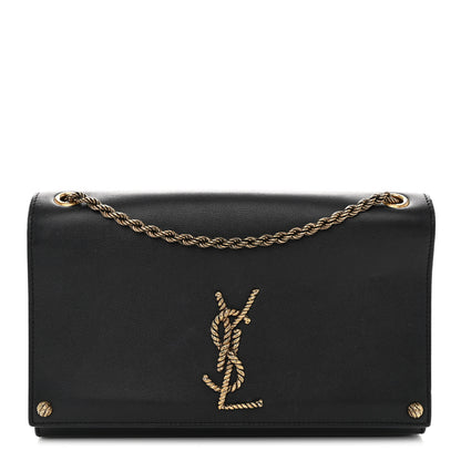Saint Laurent Smooth Calfskin Medium Braided Monogram Kate Satchel Black 1 of 11