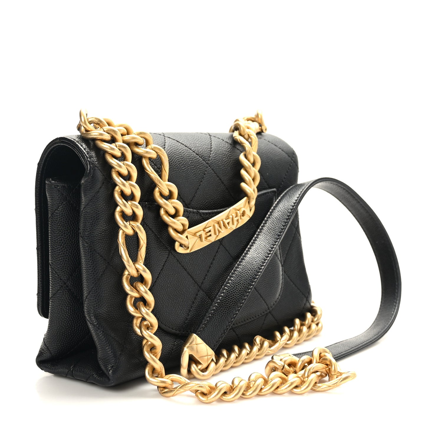 Caviar Quilted Mini Bracelet On Chain Flap Black