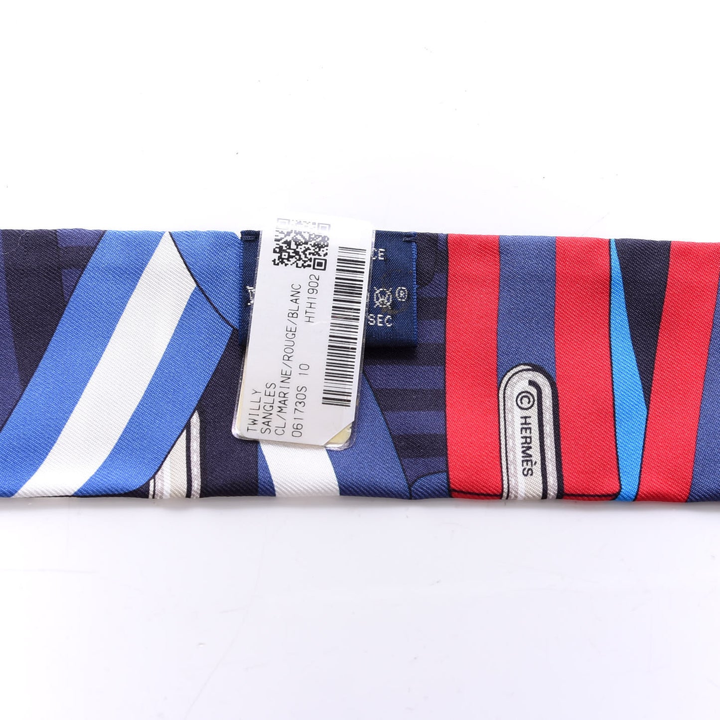 Silk Sangles En Zigzag Twilly Marine Rouge White