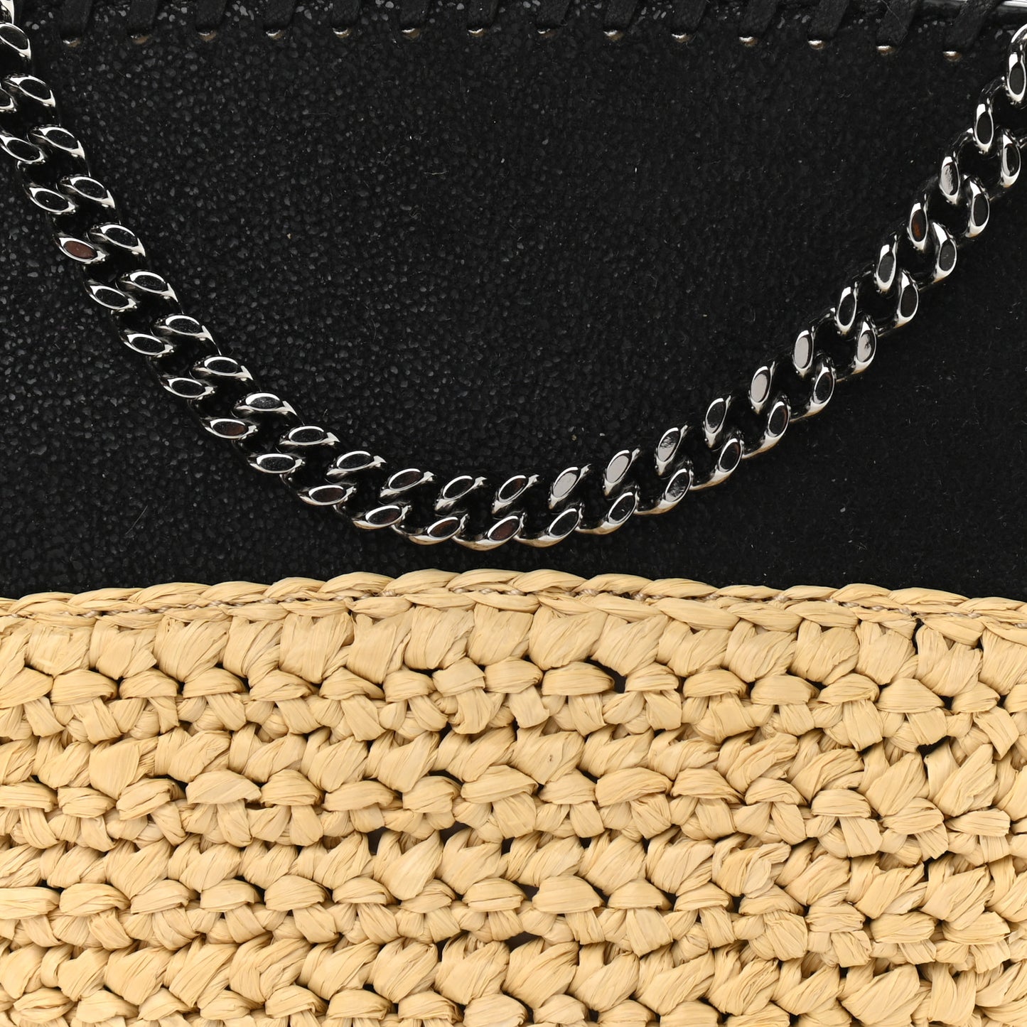 Raffia Falabella Small Half & Half Shoulder Bag Black