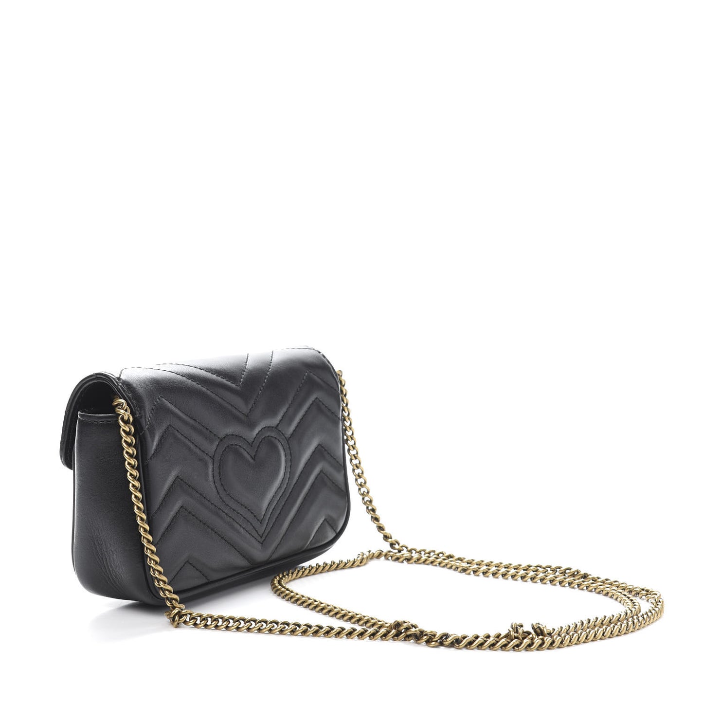 Calfskin Matelasse Super Mini GG Marmont Shoulder Bag Black