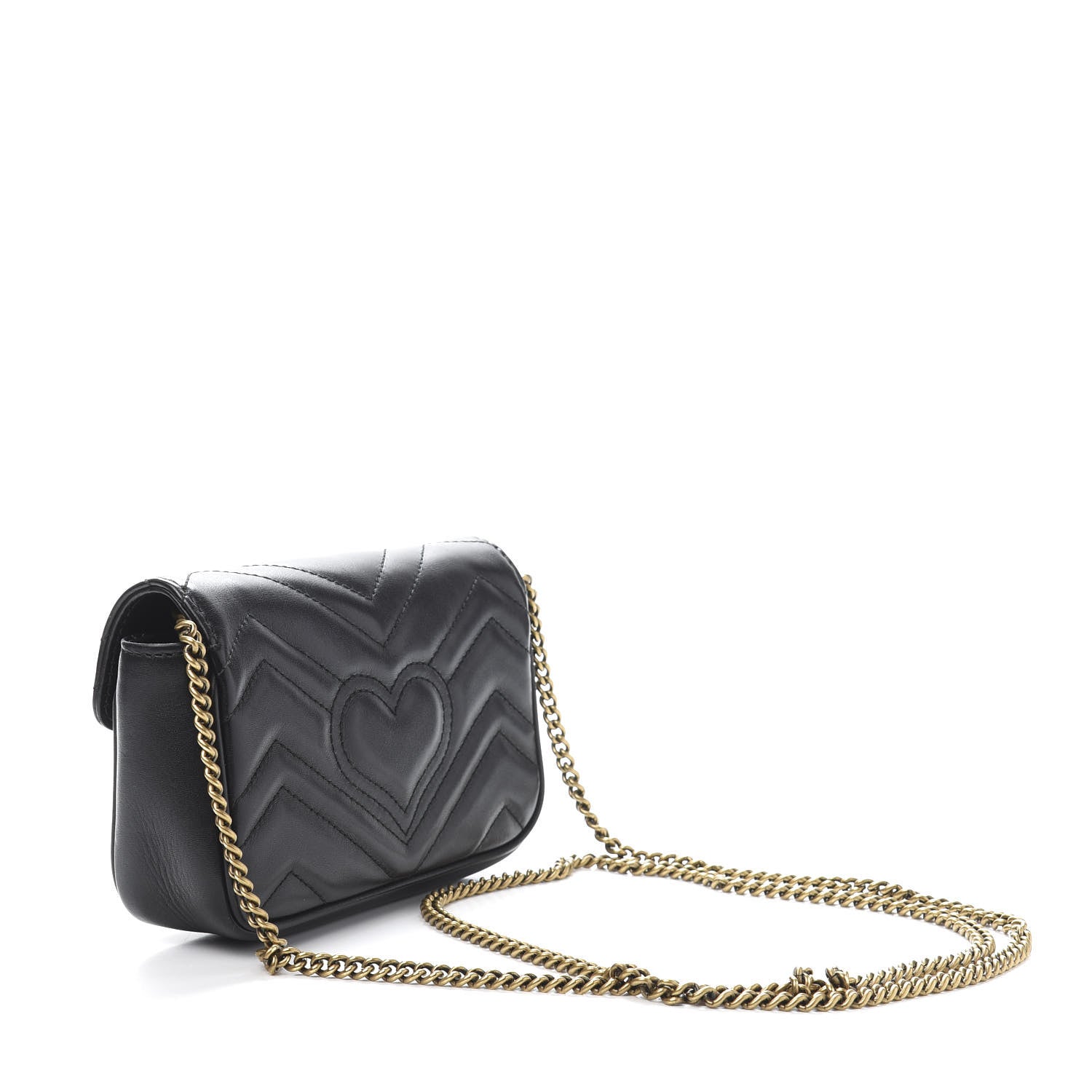 Gucci Calfskin Matelasse Super Mini GG Marmont Shoulder Bag Black 3 of 12