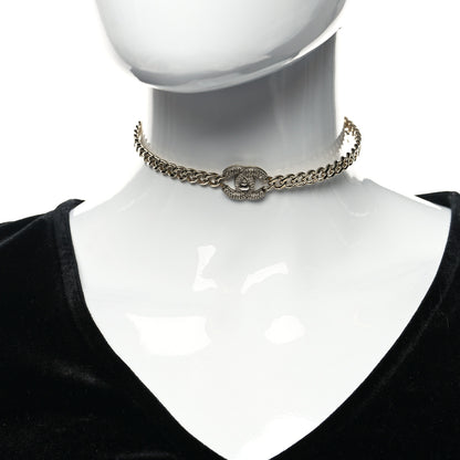 Chanel Crystal Chain Link CC Turnlock Choker Necklace Gold Silver 2 of 5