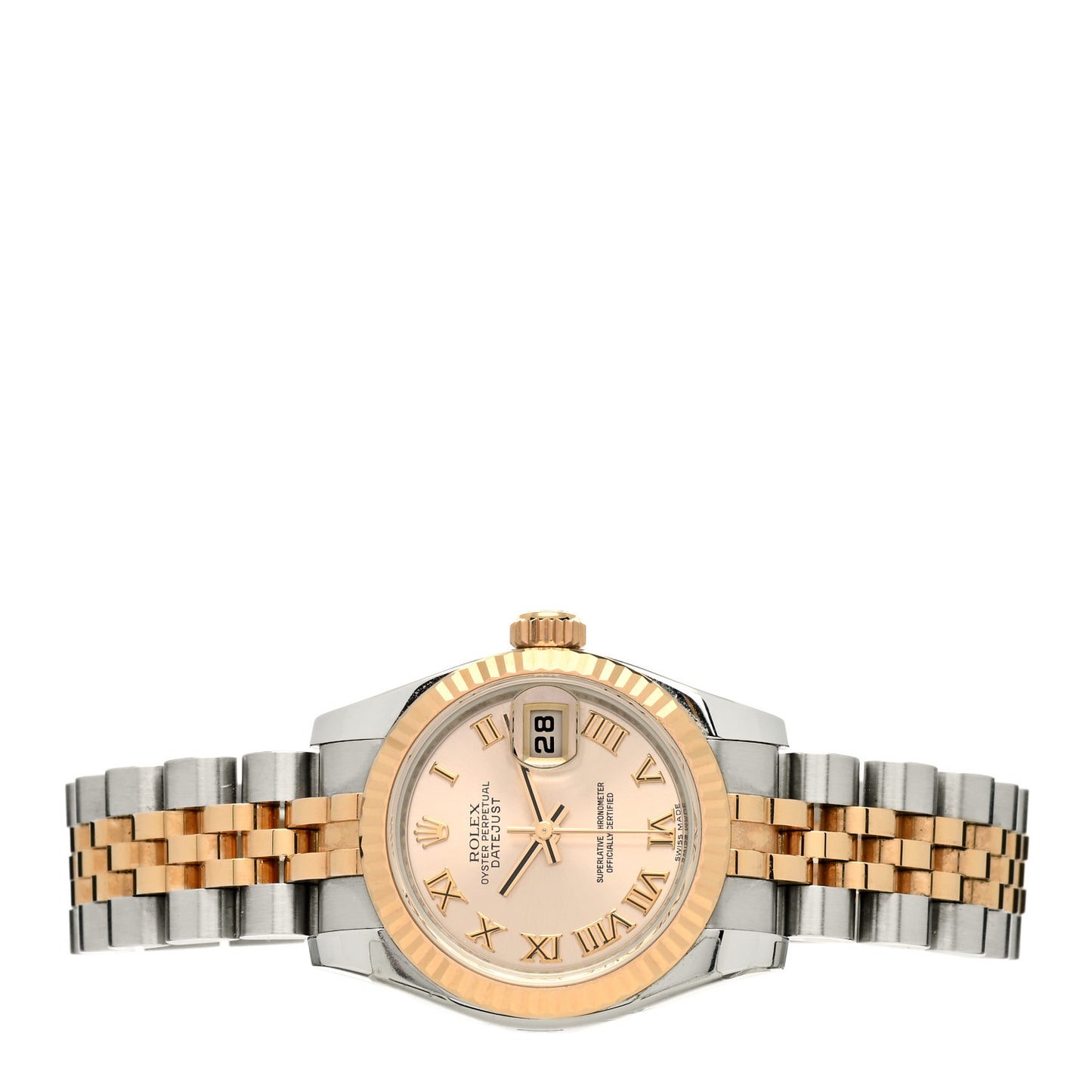 Stainless Steel 18K Everose Gold 26mm Oyster Perpetual Datejust Watch Pink Roman 179171