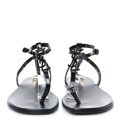 Saint Laurent Patent Calfskin Nu Pieds 05 Sandals 37 Black 3 of 9