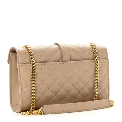 Saint Laurent Grain De Poudre Textured Mixed Matelasse Triquilt Small Monogram Satchel Dark Beige 3 of 9
