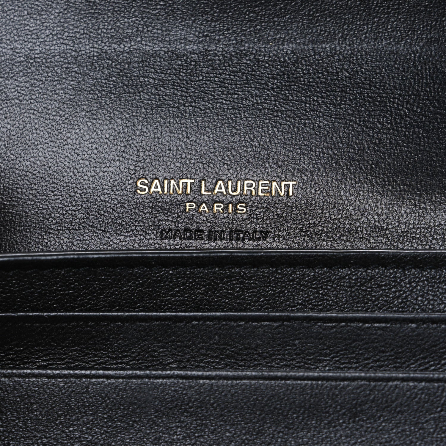 Saint Laurent Grain De Poudre Matelasse Chevron Monogram Compact Tri Fold Wallet Black 6 of 6