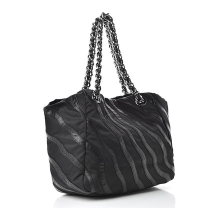 Prada Tessuto Nylon Calfskin Chain Shoulder Bag Black 3 of 12