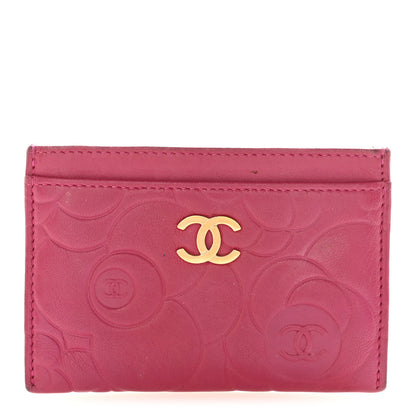Chanel Lambskin Camellia Embossed Card Holder Fuchsia 1 of 8