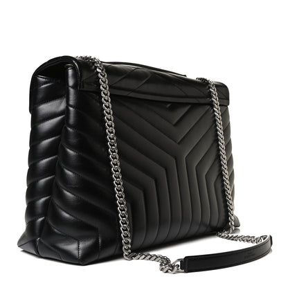 Saint Laurent Calfskin Y Quilted Monogram Large Loulou Chain Satchel Black 3 of 13