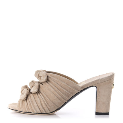 Chanel Suede Calfskin Bows Mule 35.5 Beige 1 of 9