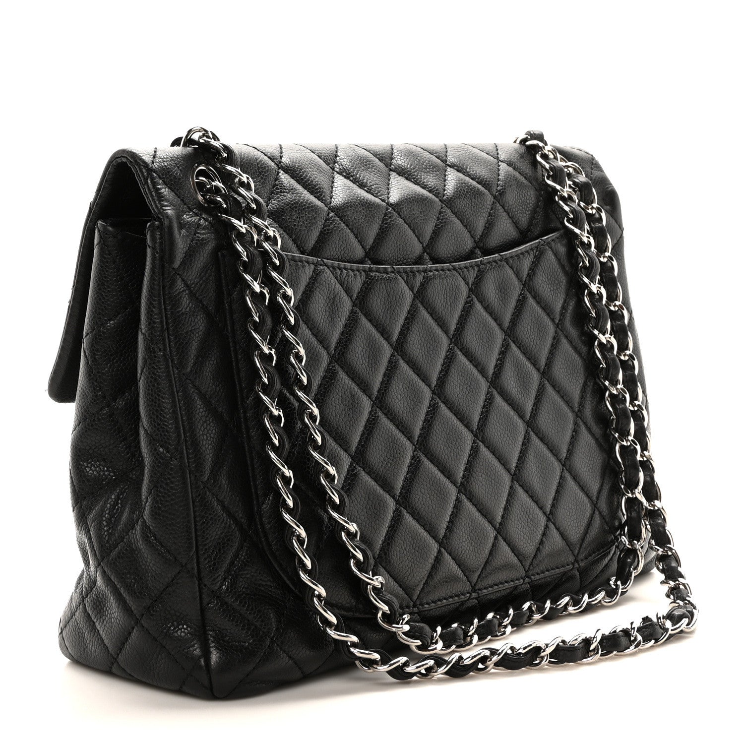 Chanel Washed Caviar Quilted Maxi Single Flap Black 3 of 10