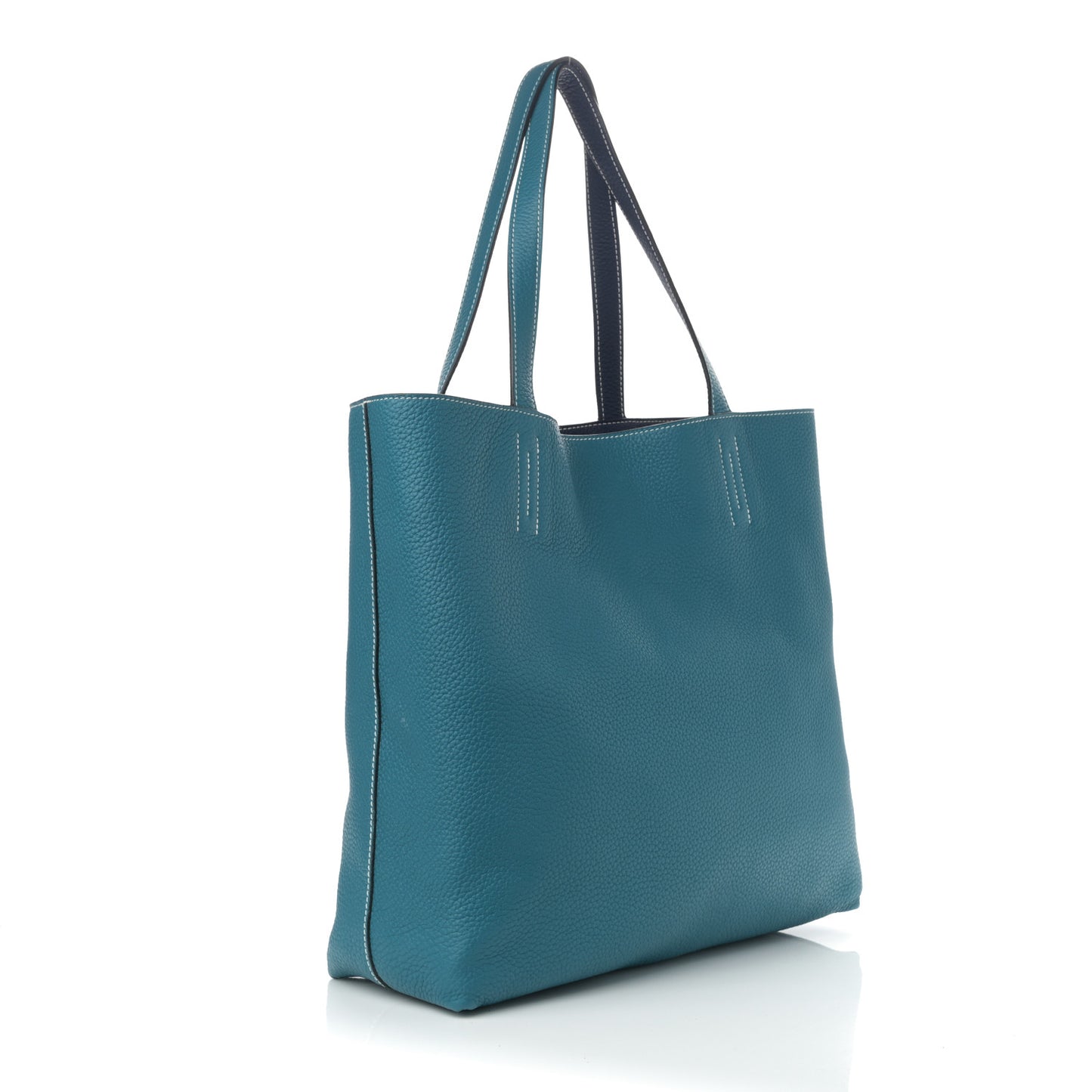 Taurillon Clemence Double Sens 36 Reversible Tote Bleu Sapphire Izmir