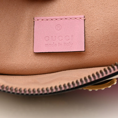 Gucci Calfskin Striped Oversized Bee Zip Pouch White Pink Red 6 of 9