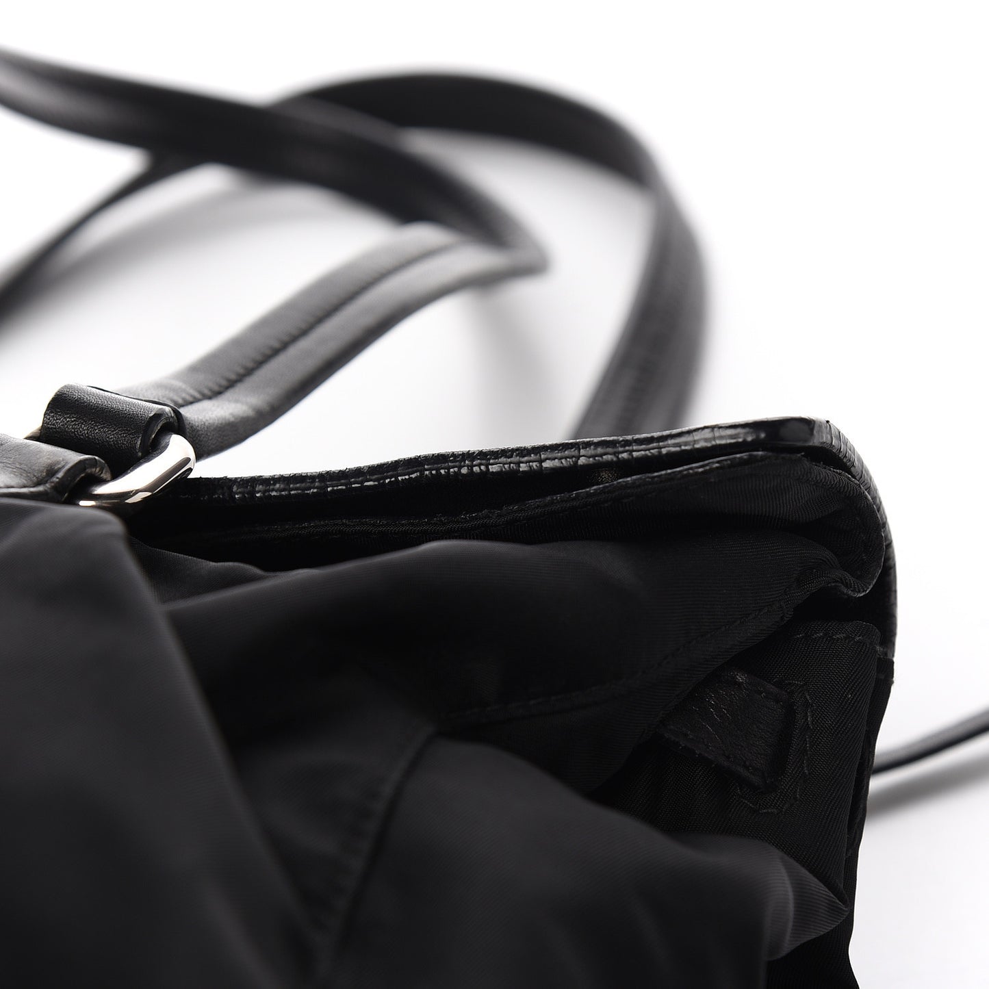 Soft Calfskin Tessuto Nylon Shoulder Bag Black