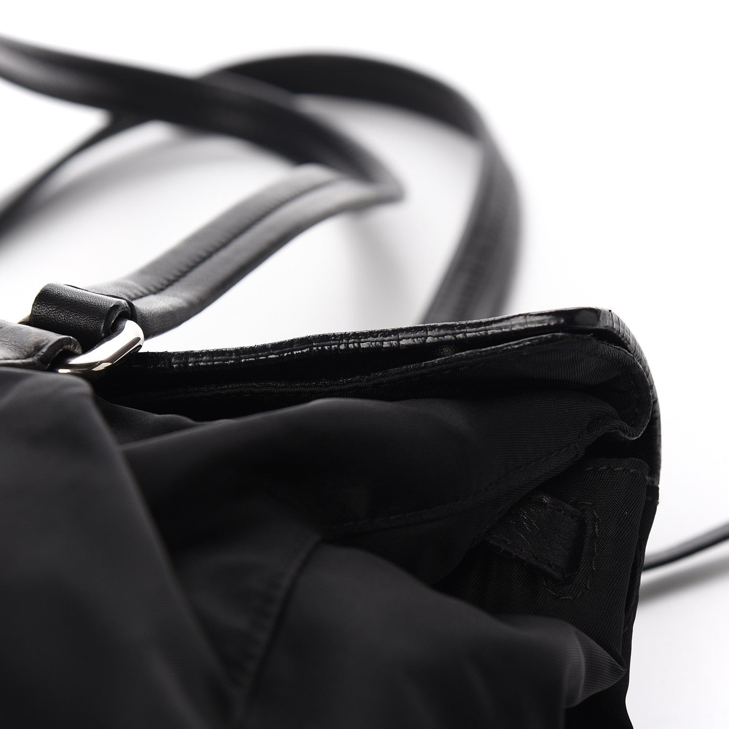 Prada Soft Calfskin Tessuto Nylon Shoulder Bag Black 10 of 13