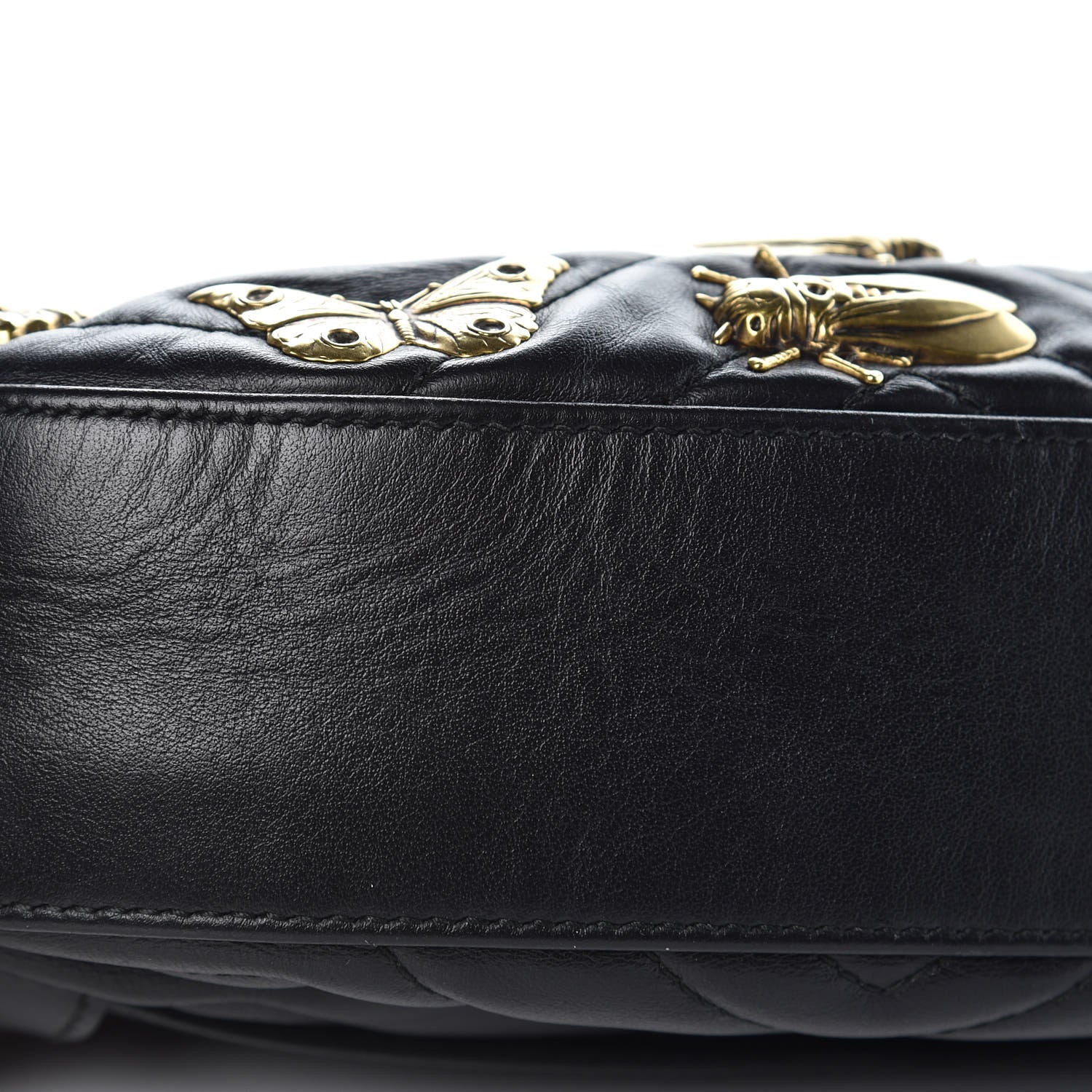 Gucci Calfskin Matelasse Animal Studs GG Marmont Belt Bag 85 34 Black 10 of 12