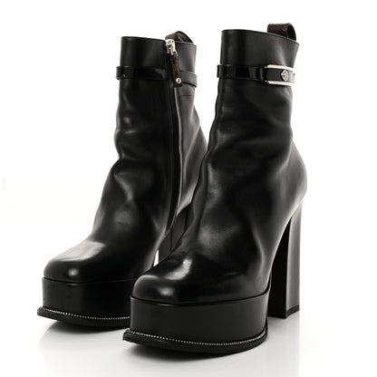 Louis Vuitton Calfskin Monogram Platform Ankle Boots 37 Black 3 of 9