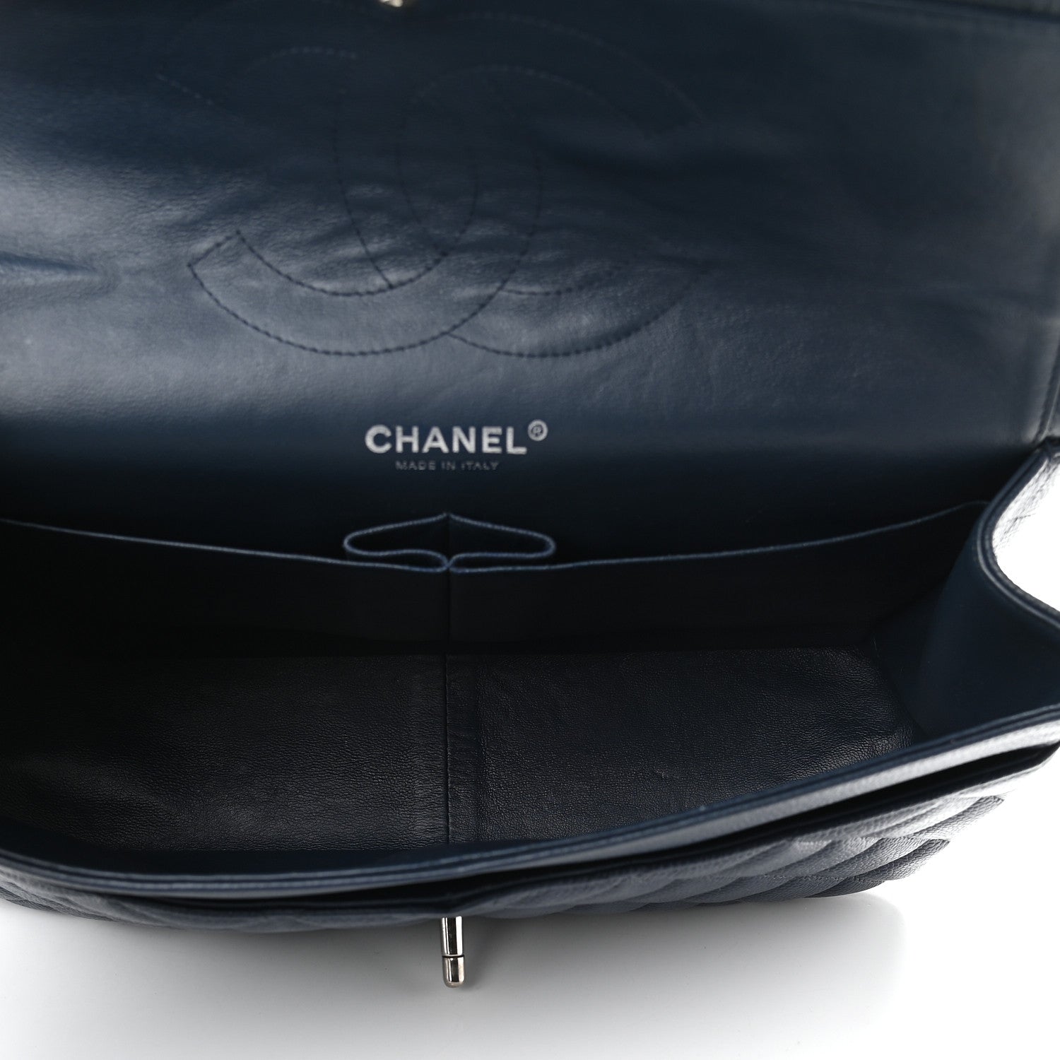 Chanel Caviar Quilted Jumbo Double Flap Navy Blue 4 of 9