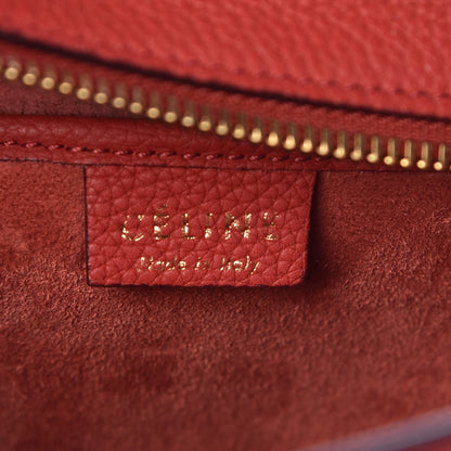 Celine Drummed Calfskin Nano Luggage Coquelicot 6 of 16