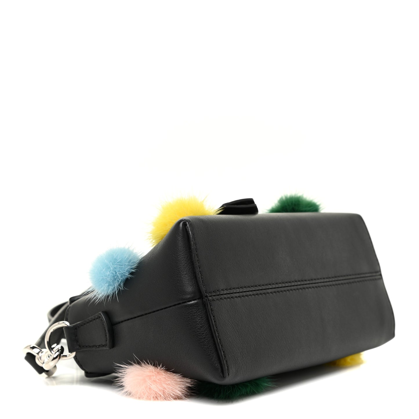 Vitello Dolce Mink Fur Pom Pom Mini By The Way Boston Bag Black Multicolor