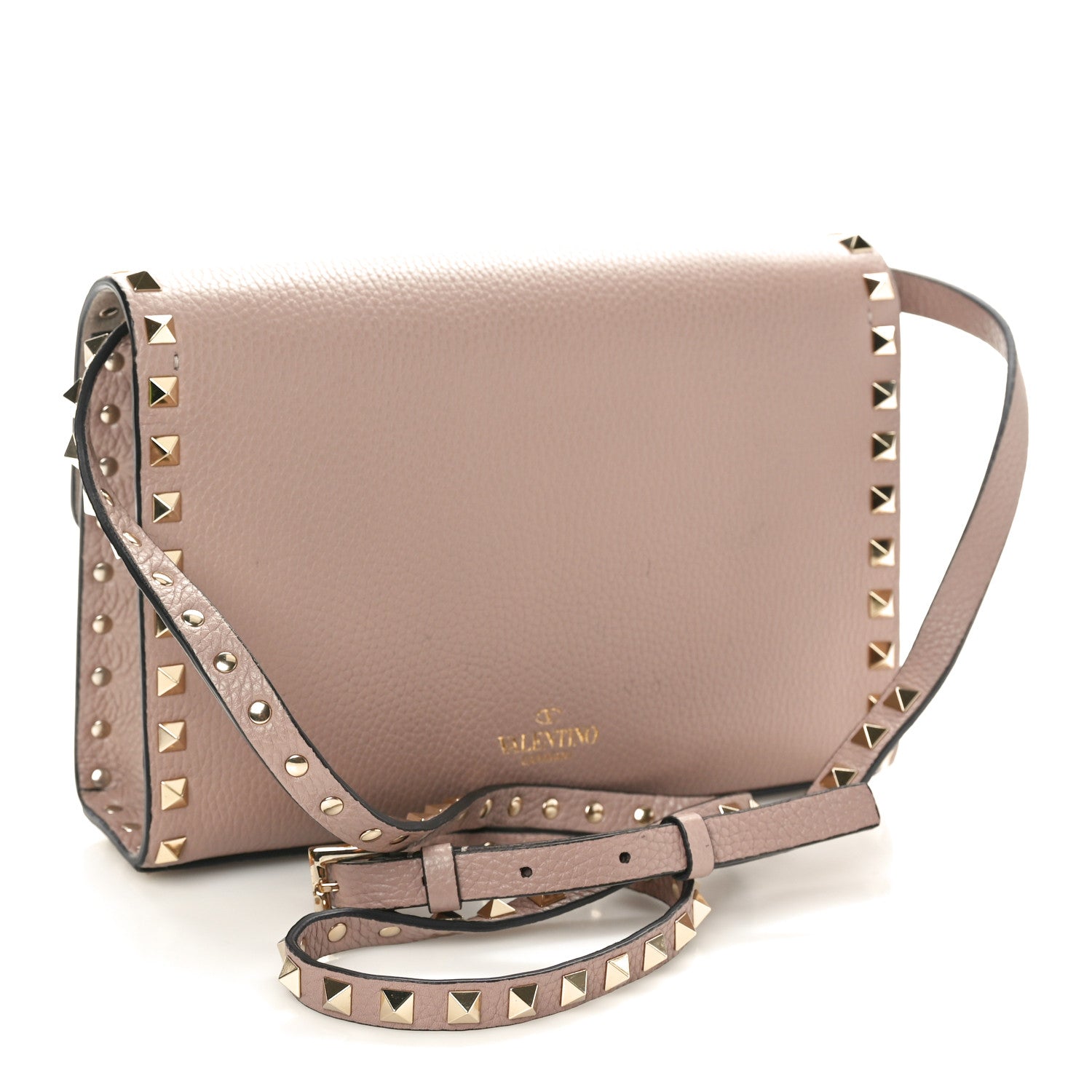 Valentino Garavani Pebbled Calfskin Medium Rockstud Flip Lock Crossbody Bag Poudre 3 of 10