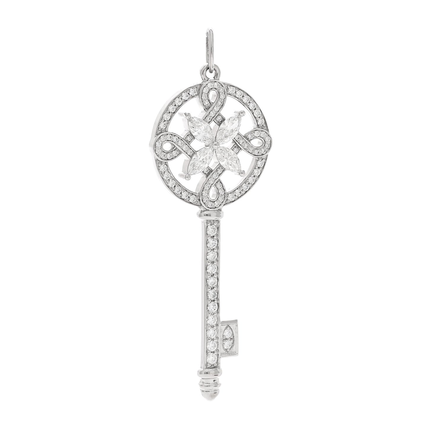 Platinum Diamond Victoria Round Key Pendant