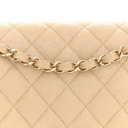 Chanel Iridescent Caviar Quilted Medium Double Flap Beige 8 of 11