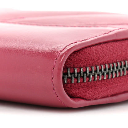 Chanel Aged Calfskin Chevron Quilted Gabrielle Zip Around Coin Purse Wallet Dark Pink 10 of 10
