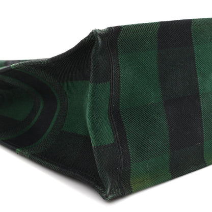 Christian Dior Canvas Embroidered Large Checkered Book Tote Black Green 8 of 11