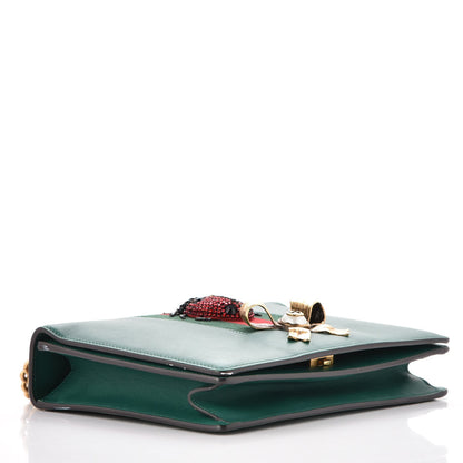 Gucci Calfskin Peony Medium Chain Shoulder Bag Bottle Green 5 of 11