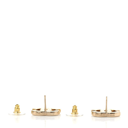 Chanel Metal Enamel CC Earrings Black Gold 3 of 4
