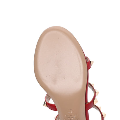 Valentino Garavani Calfskin Rockstud 60mm Caged Slide Sandals 37 Rosso Valentino 12 of 14