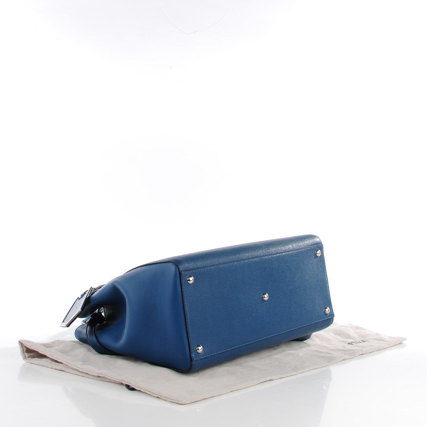 Fendi Vitello Elite Regular 2Jours Tote Blue Cobalto 4 of 9