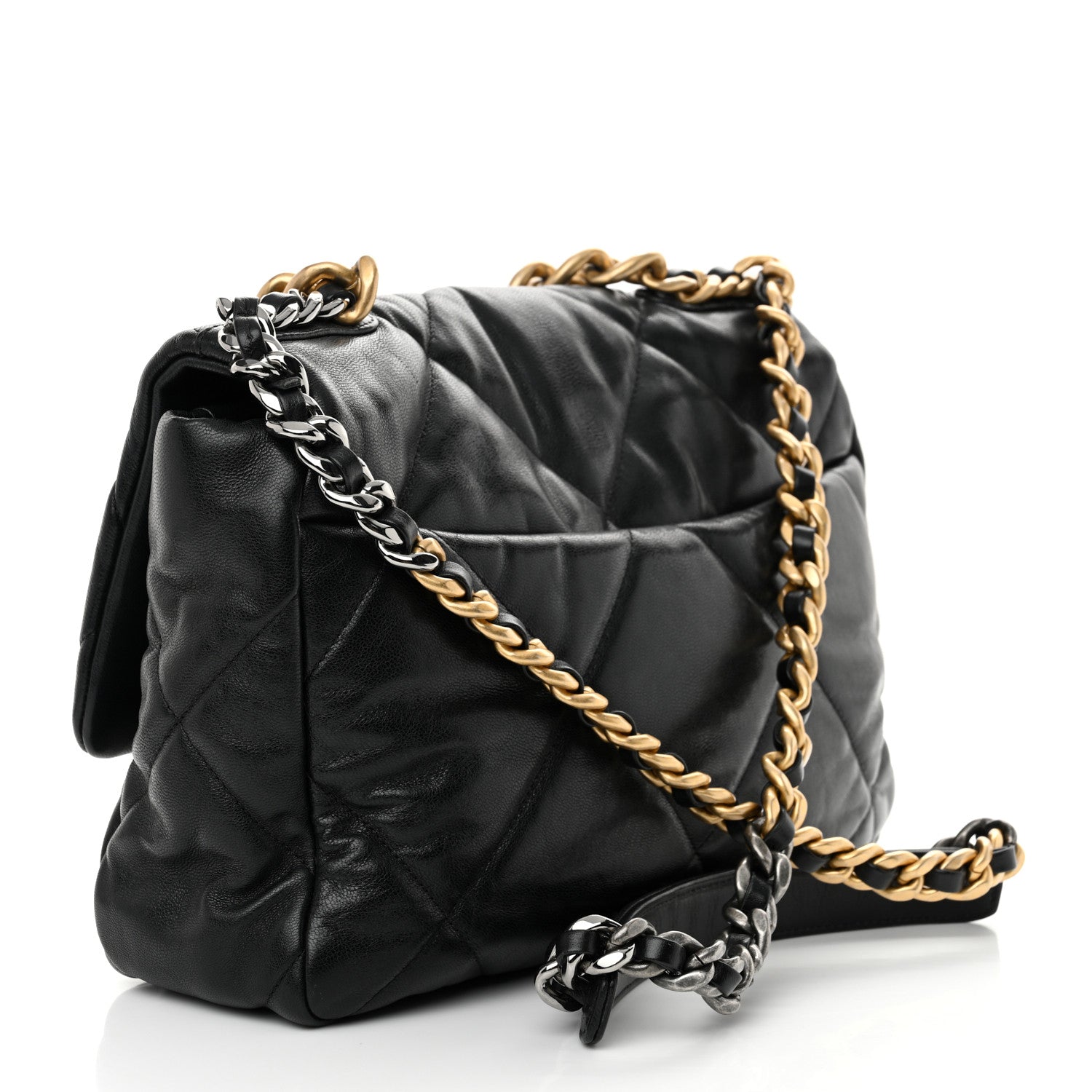 Chanel Shiny Goatskin Quilted Large Chanel 19 Flap Black 3 of 10