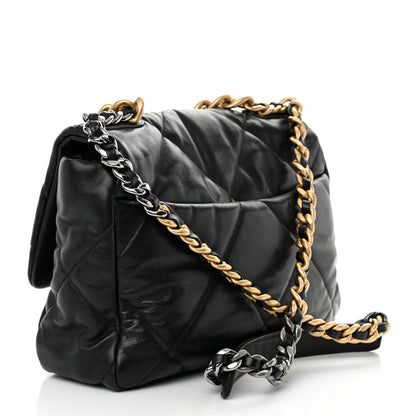 Chanel Shiny Goatskin Quilted Large Chanel 19 Flap Black 3 of 10