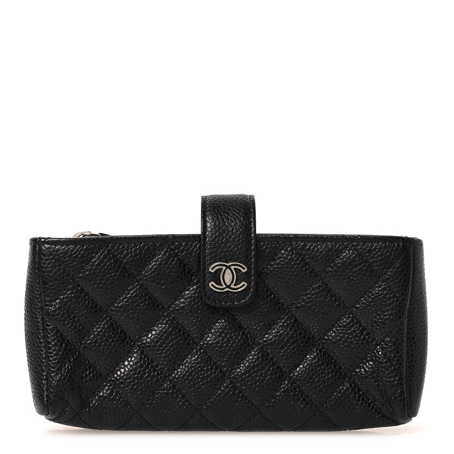 Caviar Quilted Phone Holder Clutch Black