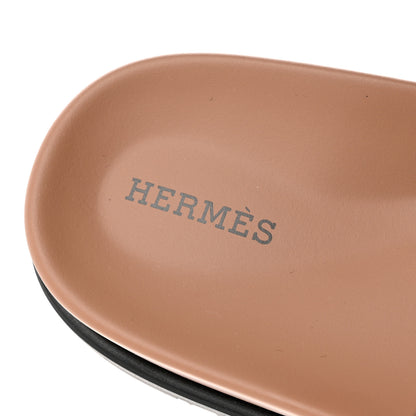 Hermes Suede Goatskin Womens Chypre Sandals 37 Rose Perle Black 7 of 9