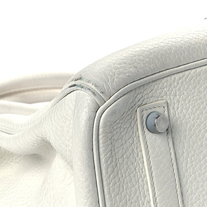 Hermes Taurillon Clemence Lizard Club Birkin 35 Blanc Gris Perle Sanguine 9 of 18