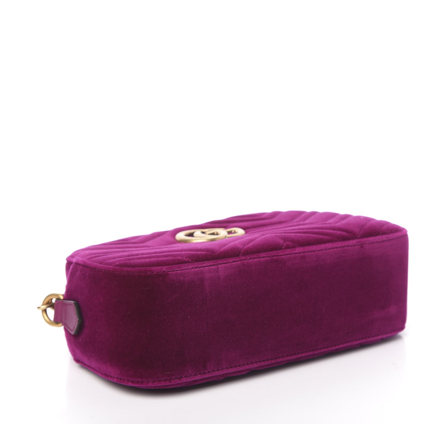 Velvet Matelasse Small GG Marmont Chain Shoulder Bag Fuchsia Violet Cyclamen