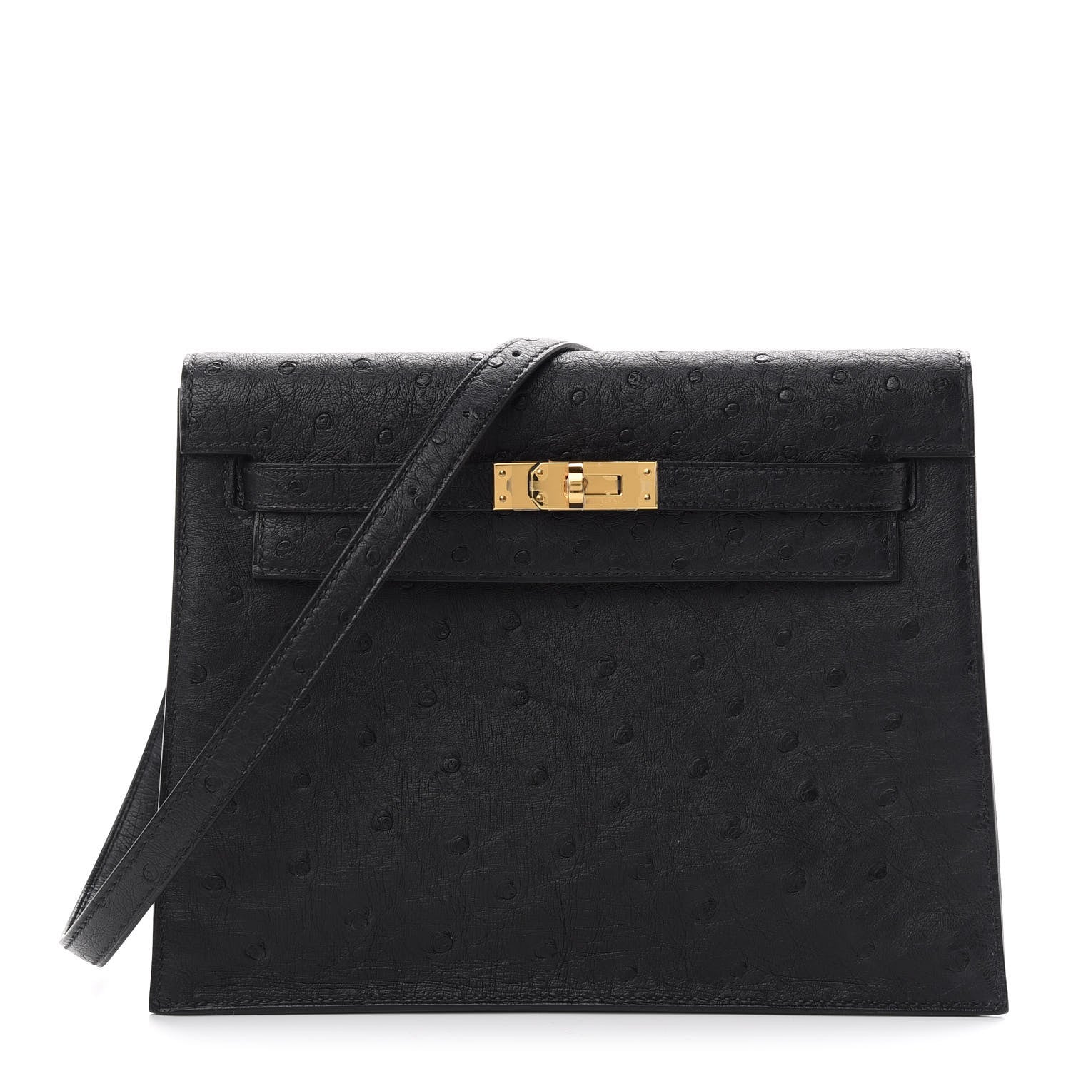 Hermes Ostrich Kelly Danse II Belt Bag Black 1 of 10
