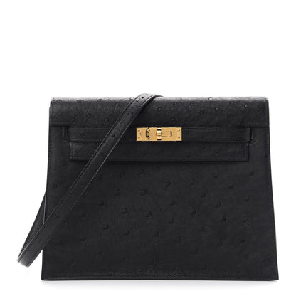 Hermes Ostrich Kelly Danse II Belt Bag Black 1 of 10