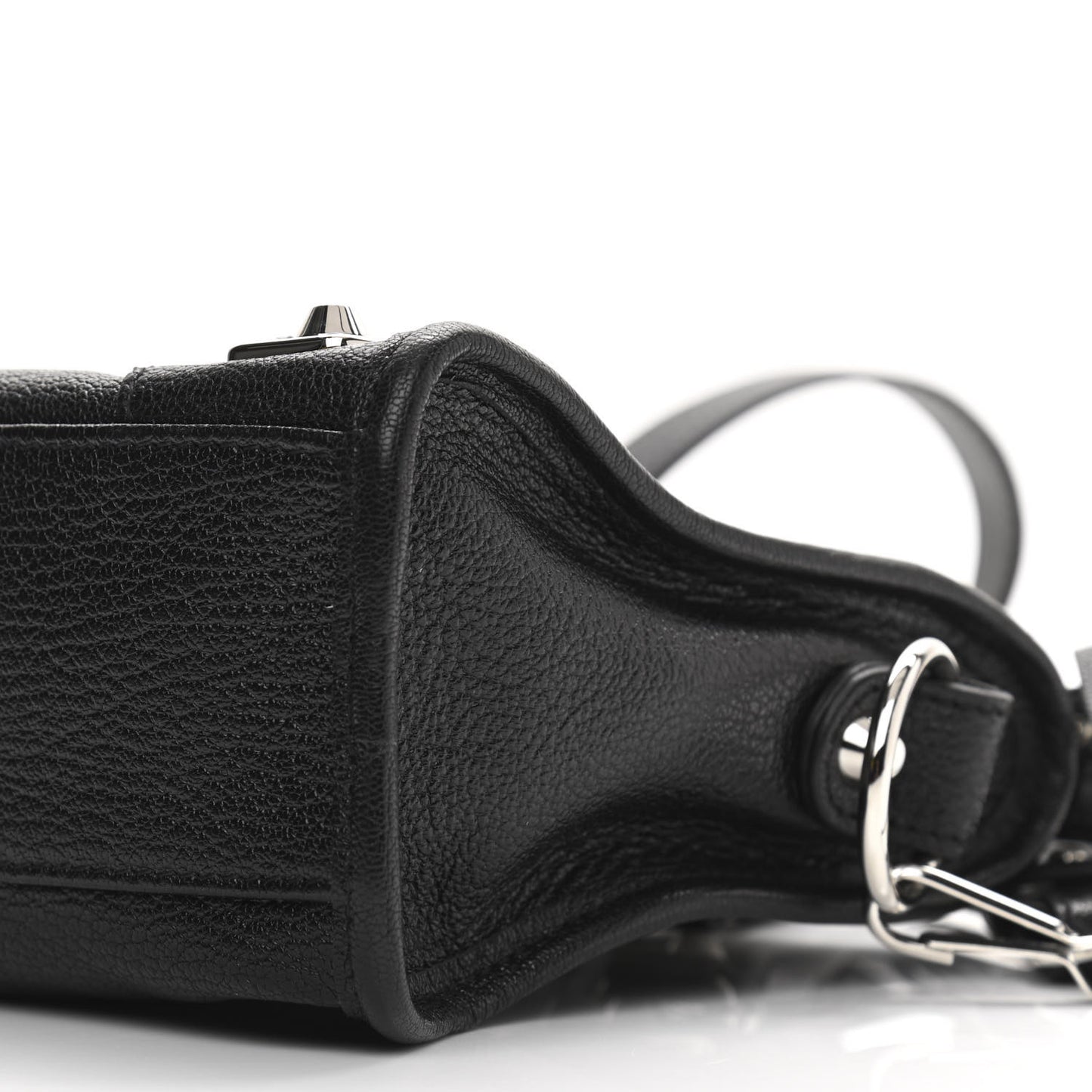 Chevre Silver Metallic Edge Hardware Mini City Black
